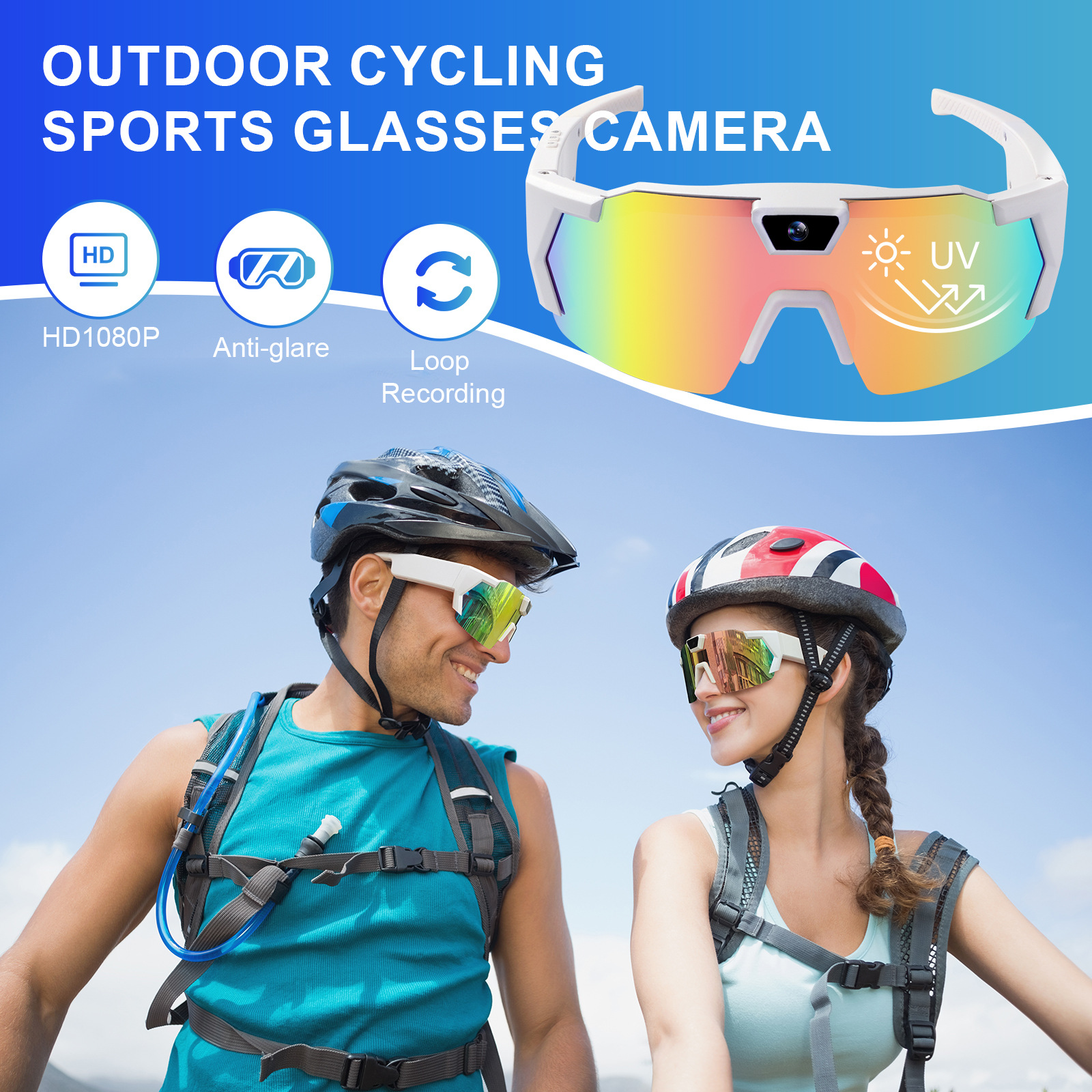 Cross-Border Outdoor Cycling Sunglasses, Smart Glasses with Camera, High-Definition Photo and Video Recording, Windproof Ski Goggles
