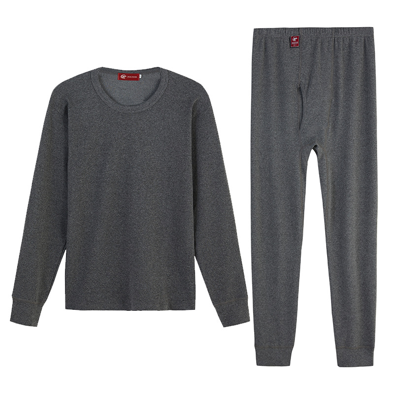 Tall Men's Thermal Underwear Set, Thin High-Waisted Elastic Round Neck Long-Sleeve Top and Bottom 1004