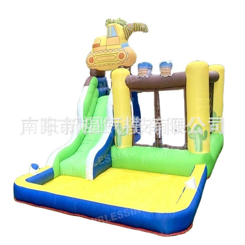 Fantasy Excavator Happy Lion Inflatable Children's Water Slide Castle Pool Outdoor Inflatable Small Family Castle
