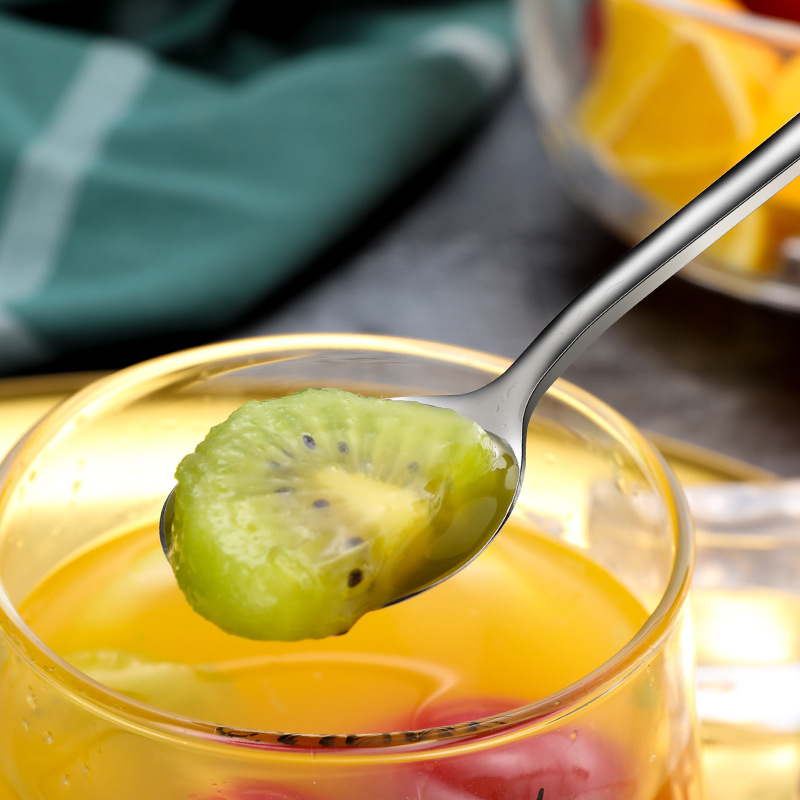 304 Stainless Steel Long Handle Spoon Thickened Mixing Spoon Sand Ice Spoon Milk Tea Round Spoon Coffee Spoon Creative Seasoning Spoon