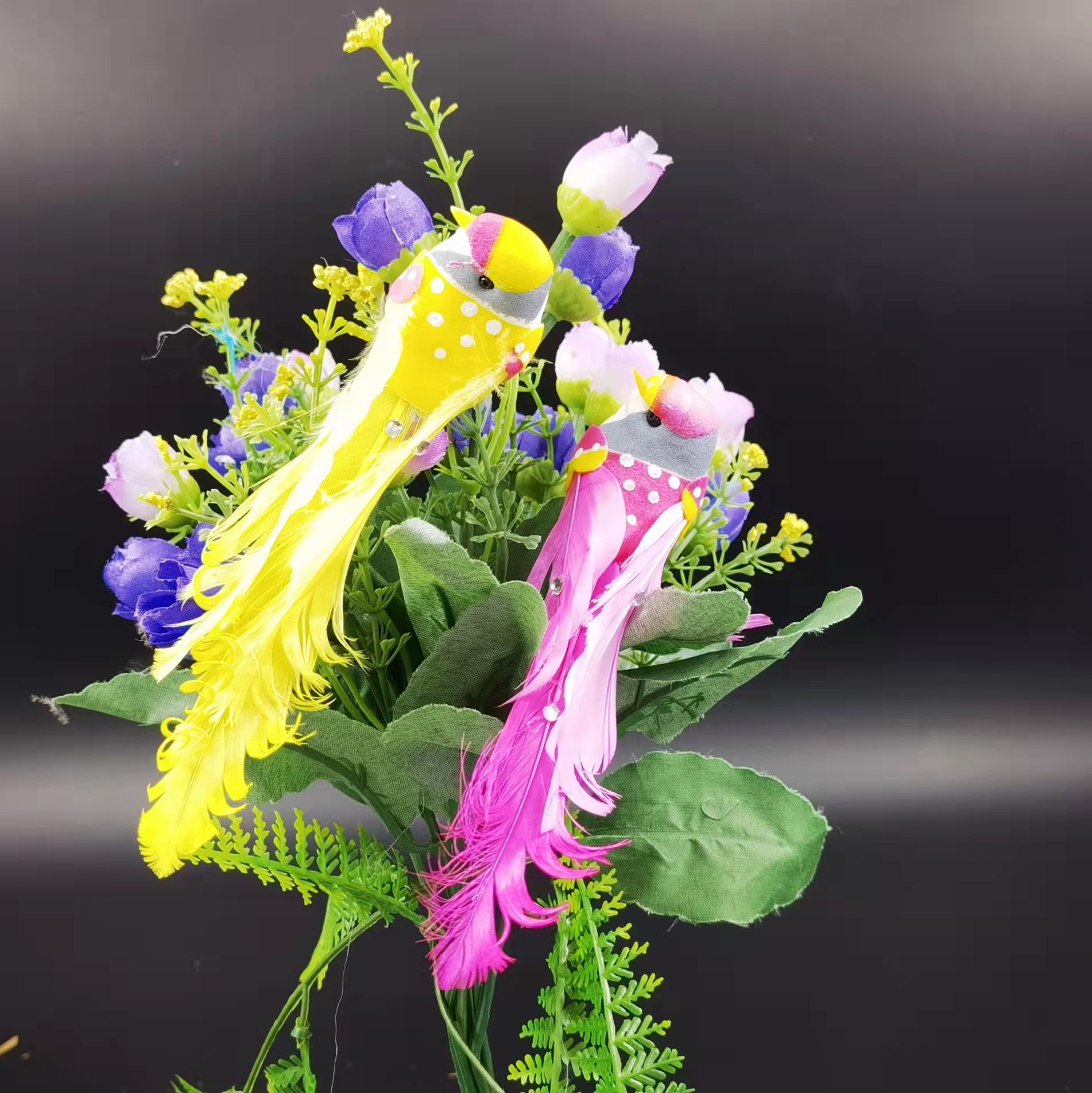 14cm Boutique Simulation Curly Hair Sticker Diamond Bird Birds/Christmas New Year Decoration/Guest Kindergarten Decoration