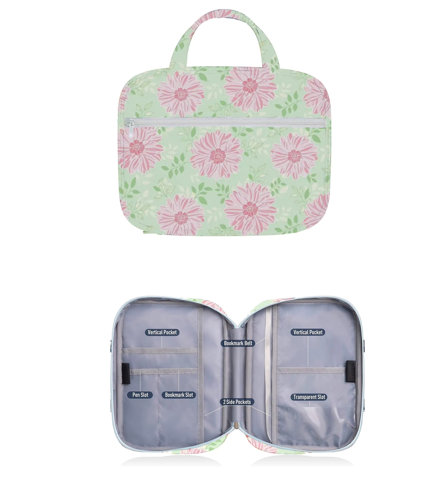 Book Bag Sublimation Cover Carrying Book Case Women's Bag Protective with Handle and Front Pocket Canvas