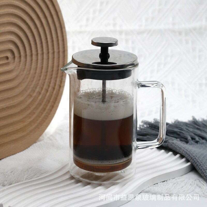 Френч-пресс из нержавеющей стали 304, американский стиль, кофейник, домашний чайник, двойной слой, прямой кофейник