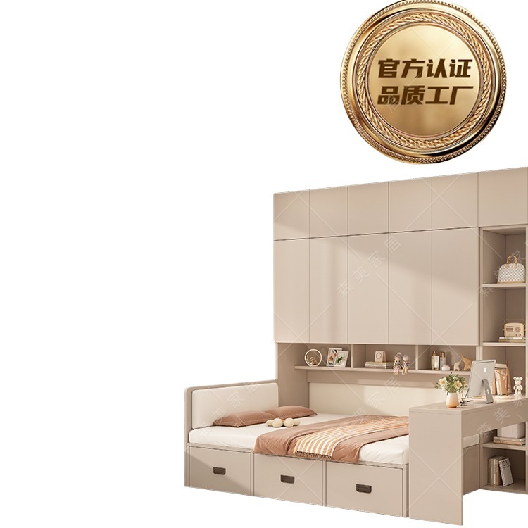 Tatami Wardrobe Bed Integrated Multi-Functional Desk Combination Storage Bed Small Apartment Bedroom Storage Artifact Double Bed