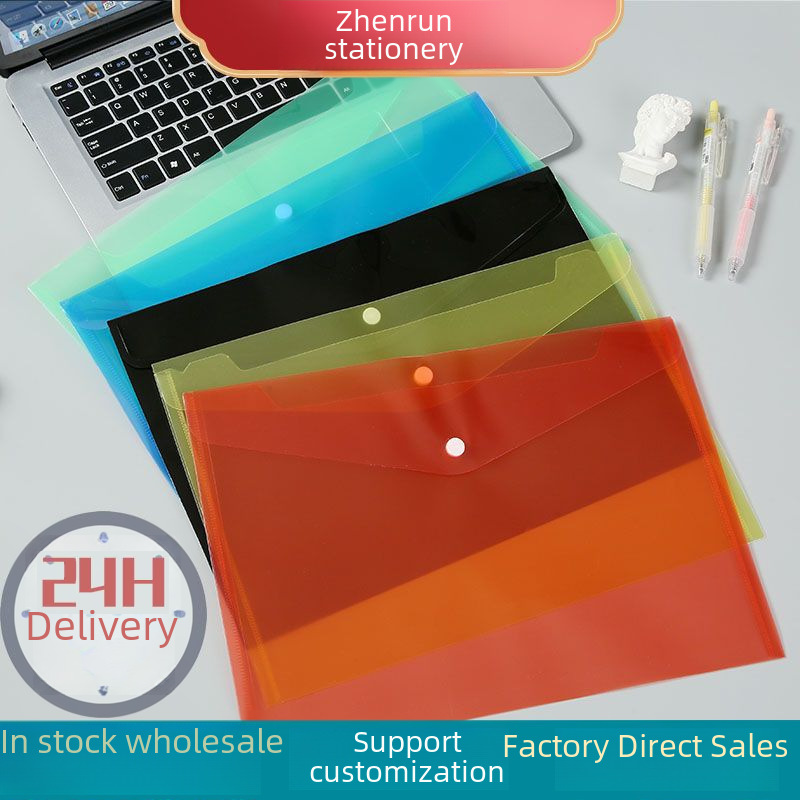 Ready-Made Snap File Bag A4 Transparent Student Test Paper Document Bag Pp Tutoring Storage File Bag Custom Logo