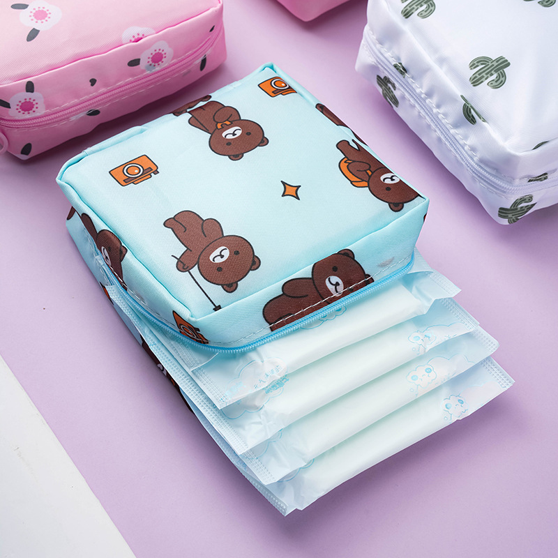 Cartoon Cute Sanitary Napkin Storage Bag Thickened Travel Aunt Napkin Sanitary Napkin Storage Bag Sanitary Cotton Bag Moon Bag