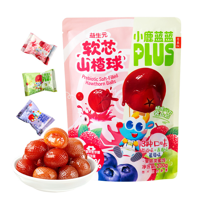 Little Deer Lanlan Plus Prebiotic Soft Core Hawthorn Balls Hebei Iron Hawthorn Independent Small Packaging Children's Healthy Snacks