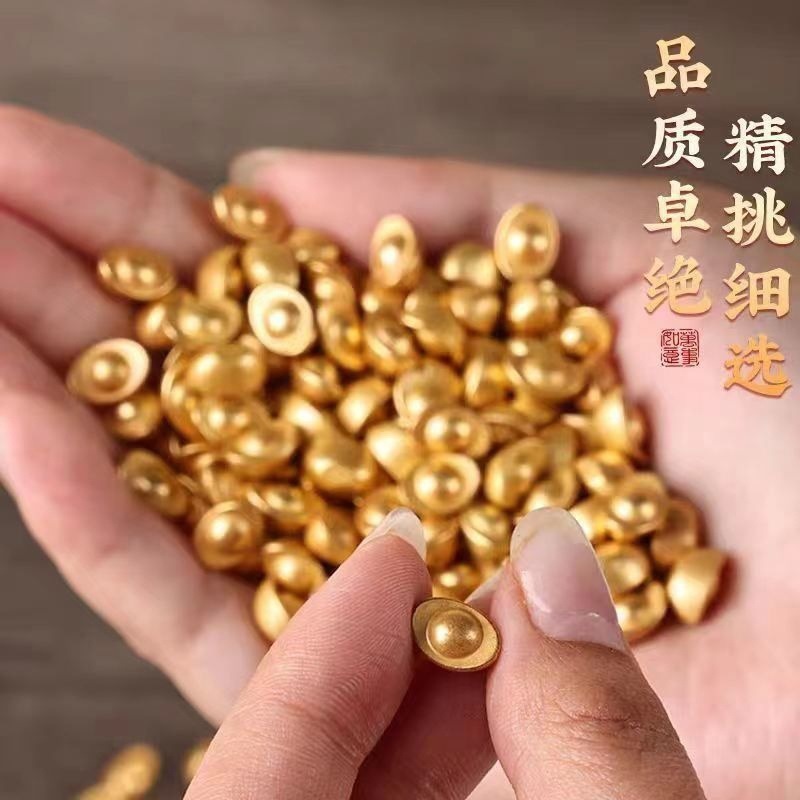 Chinese-Style Ingot Sand-Gold Small Ingot Imitation Metal Crafts Accessories Treasure Bowl Decorations Factory Wholesale Copperware
