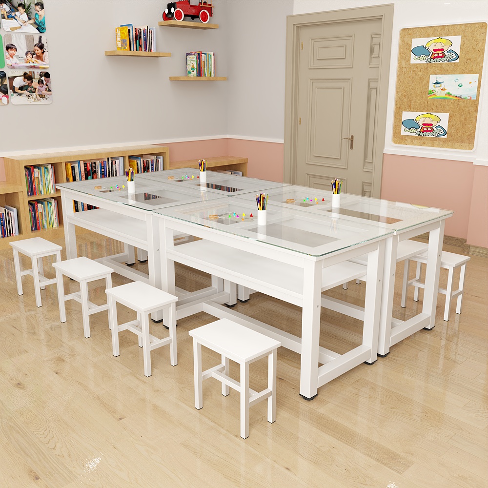Primary School Kindergarten Glass Painting Table Art Table Student Training Class Desks and Chairs Tutoring Handmade Calligraphy Studio Table