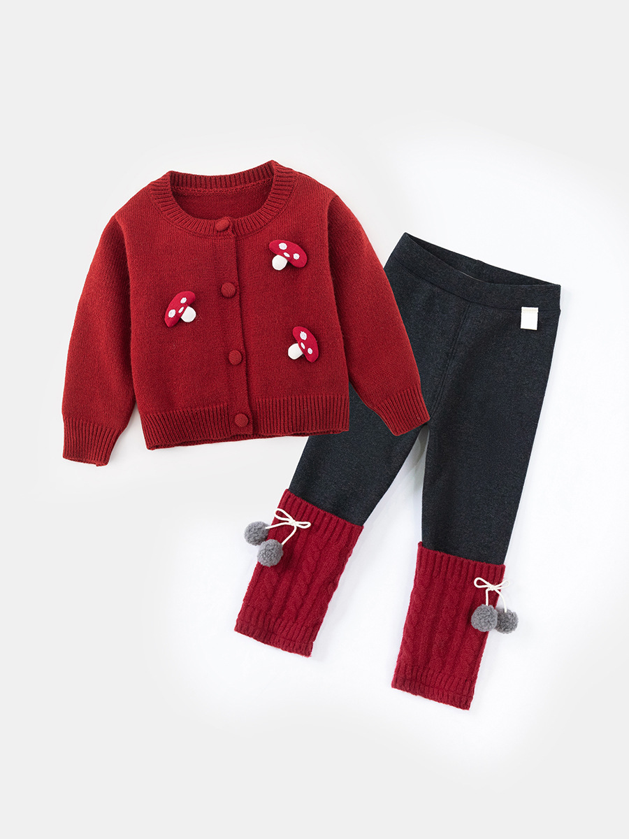 New Kidsren's Cardigan Jacket 2025 Red Girls Sweater Autumn and Winter Baby Girl Sweater Baby Knitted 5666