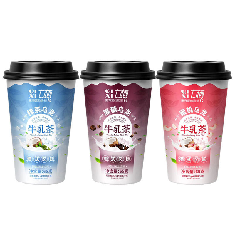Qiqi oolong milk tea cup instant peach flavor breakfast milk tea matcha instant brown sugar breakfast tea wholesale
