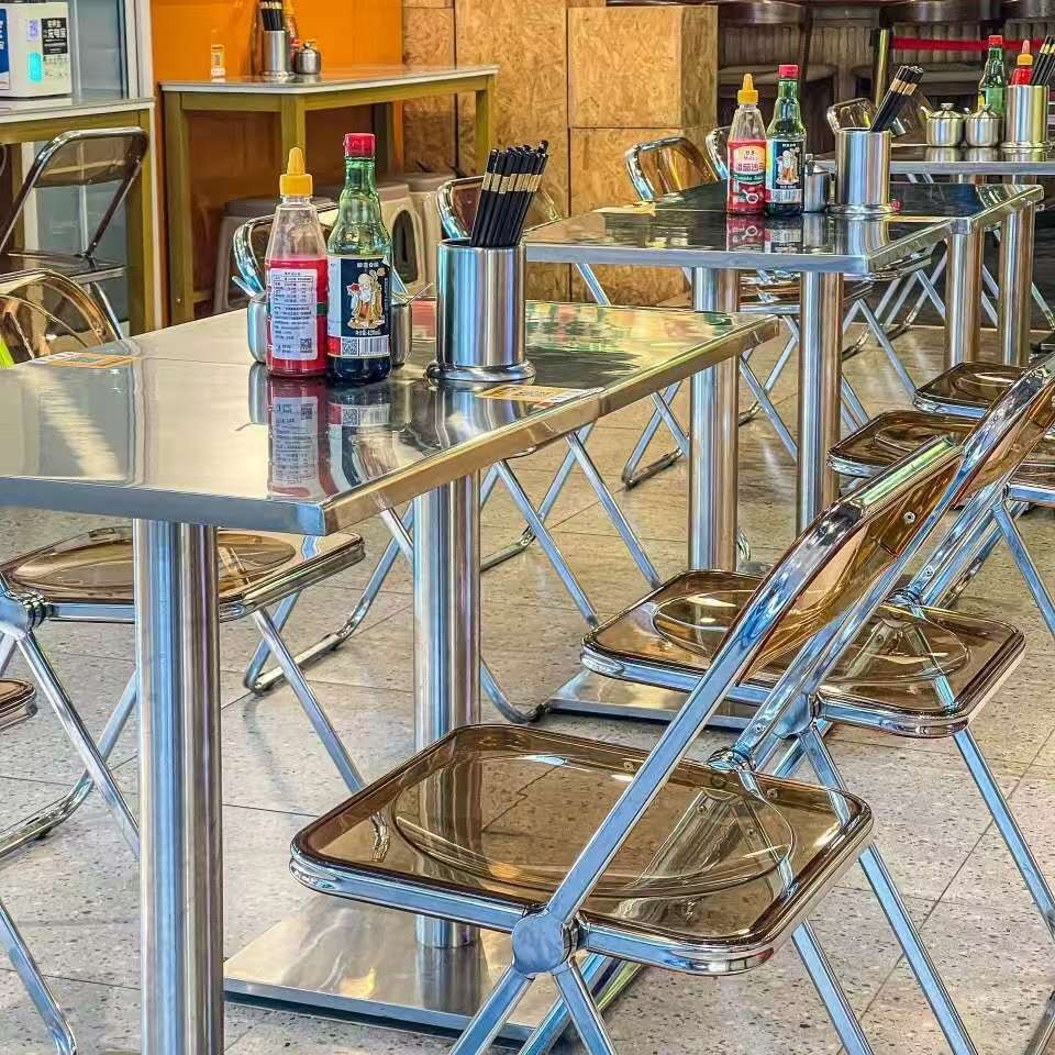 Стол и стулья для кафе, молочного чая, десертов, индустриальный стиль, стальной, прозрачный, складной стул, комбинация для интернет-знаменитостей, выпечка, кафе