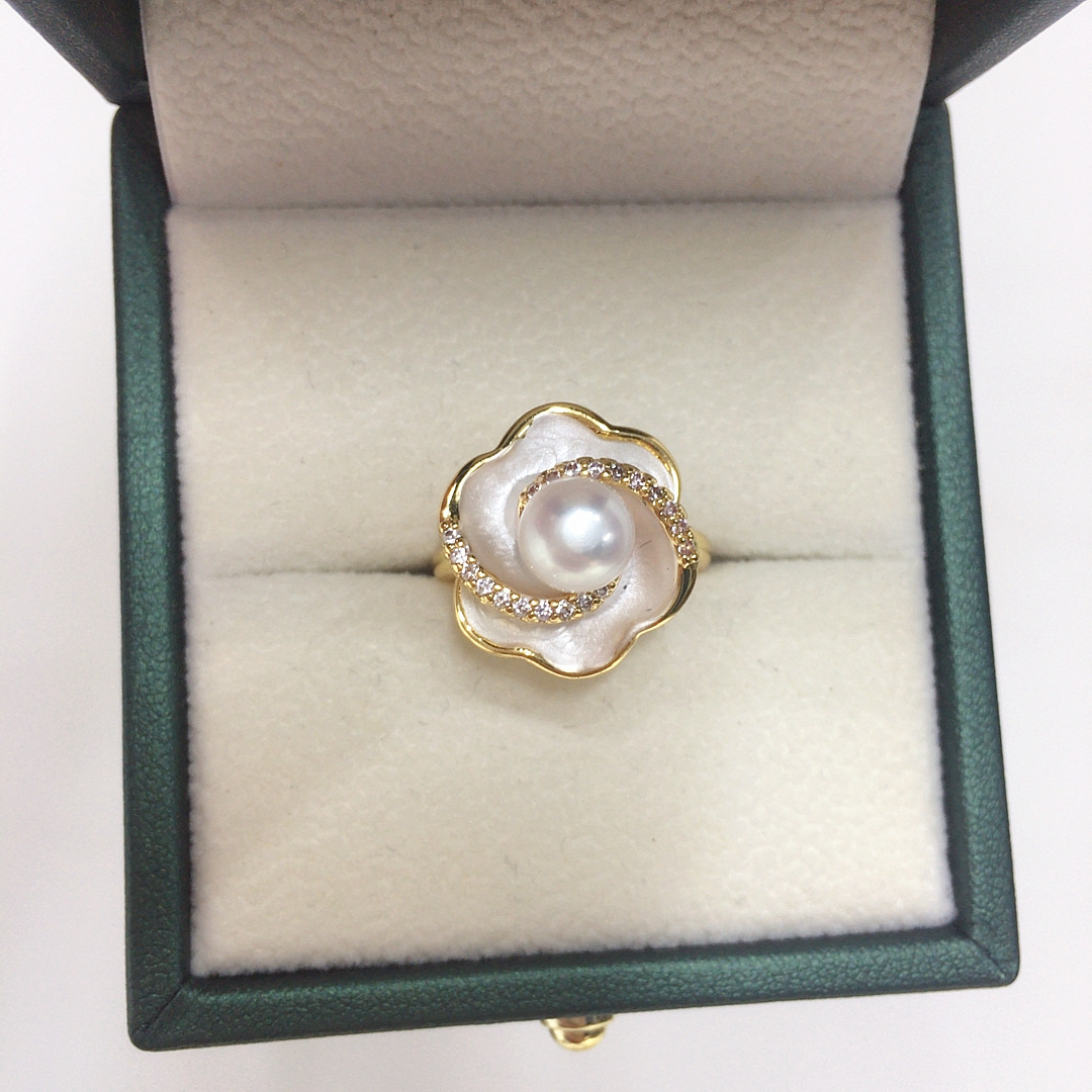 5A Grade Natural Freshwater Pearl Pendant Earring Set High-End Roll Flower Pearl Set Wholesale Douyin Same Style