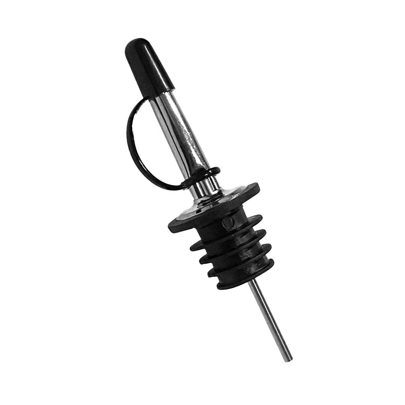 Fcm Stainless Steel Spout with Black Red Wine Stopper, Small Black Cap, Red Wine Pourer with Cap, Wine Bottle Stopper