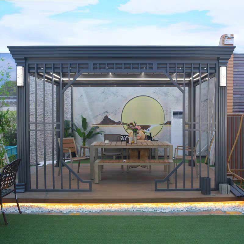 Aluminum Alloy Four-Corner Chinese-Style Gazebo, Rust-Resistant and Durable Outdoor Landscape Pavilion for Park, Villa, Courtyard, and Garden
