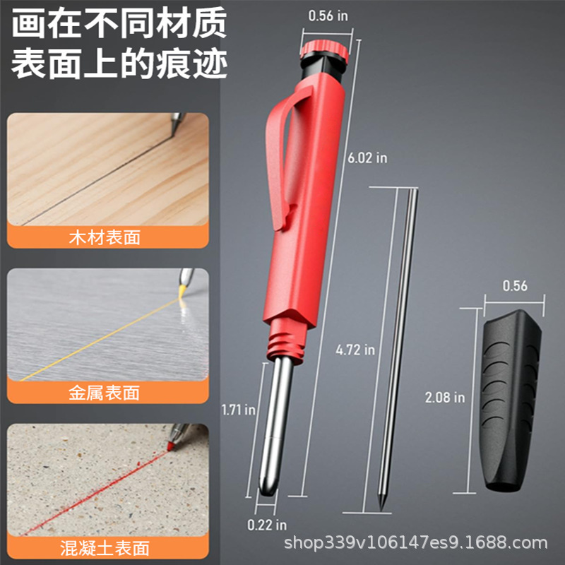 High-Strength Deep Hole Marking Pen for Woodworking, Precise Drilling Positioning, Automatic Pencil Decoration Construction Marking Tool