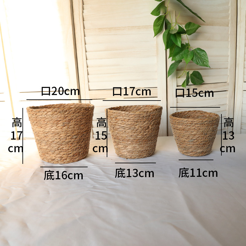 Explosive Straw Flower Pot Plant Potted Rattan Flower Basket Green Plant Decorative Set Pot Woven Flower Bear Hug Bucket