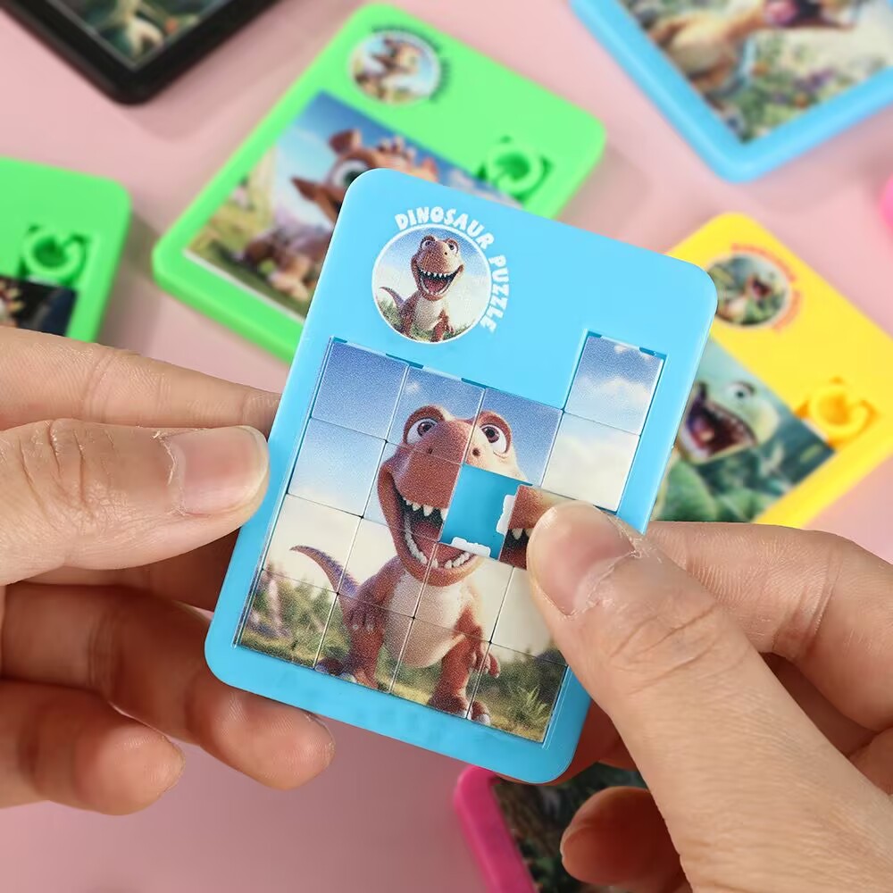 Dinosaur Cartoon Animal Huarongdao Mini 16-Square Puzzle Puzzle School Kindergarten Gift Toy Wholesale