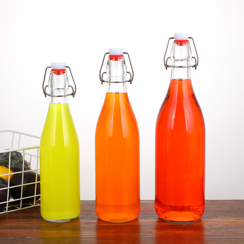 Manufacturer Wholesale Snap-on Glass Bottle Thickeneded Transparent Juice Glass Beverage Bottle Flavored Beverage Yogurt Bottle Fruit Wine Bottle