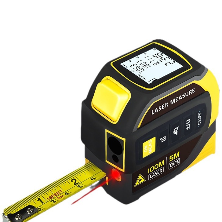 Wholesale Cross-Border Zhenbing Laser Tape Measure Four-In-One Laser Measuring Room Electronic Ruler Ranging Marking Line Rangefinder Steel Tape Measure