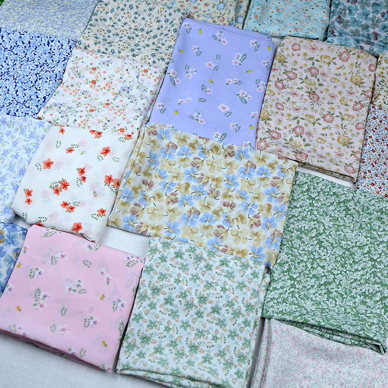 Korean silk printed chiffon fabric opaque printed chiffon summer cool flower skirt dress shirt fabric