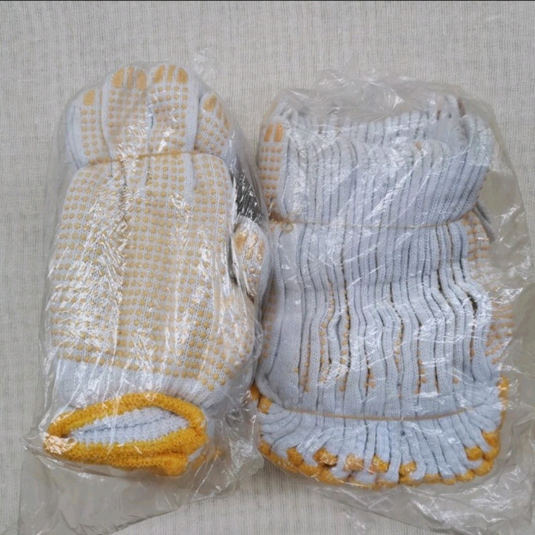 Оптовая продажа 800г пластиковых белых перчаток с точками, утолщенных, износостойких, нескользящих, с резиновыми вставками для раздачи