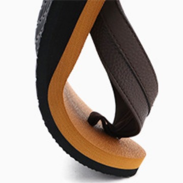 Popular Foreign Trade Amazon Cross-Border Men's Leather Beach Flip-Flops High Arch Factory Direct Sales