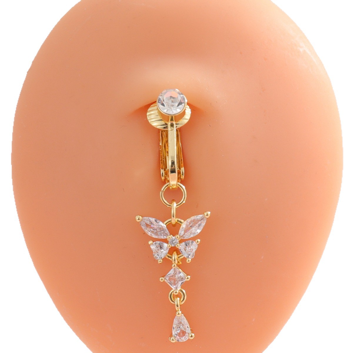 056 Cross-Border E-Commerce Hot-Selling Belly Button Rings Fake Belly Button Piercing Jewelry Butterfly Zircon Belly Button Piercing Jewelry