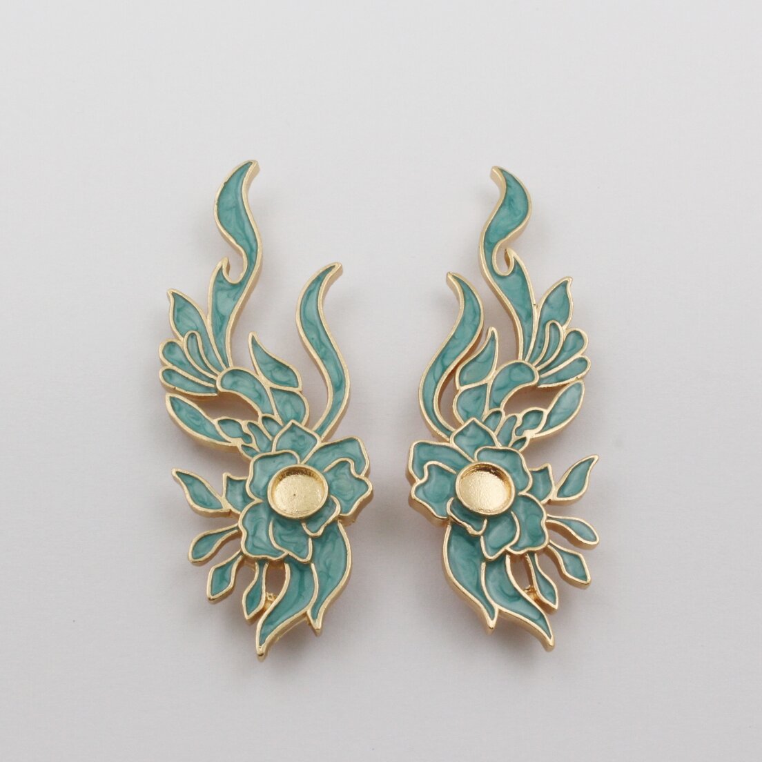 Ancient style cast copper Flower Vine drop oil epoxy pendant vintage Hanfu hair accessories headdress hair crown material accessories diy jewelry