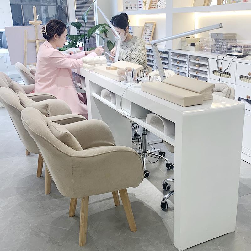 Japanese-Style Manicure Table Single Double Three-Person Concave Storage Box Vacuum Cleaner Solid Wood Paint Manicure Table Manicure Table