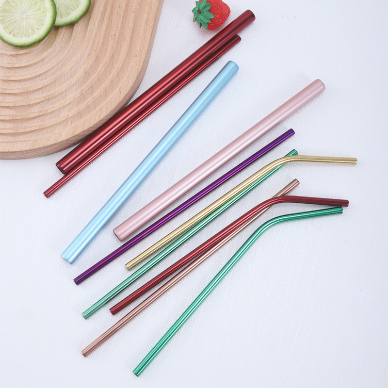Cross-border direct selling 304 stainless steel straw set creative color metal straw beverage coffee milk tea straw