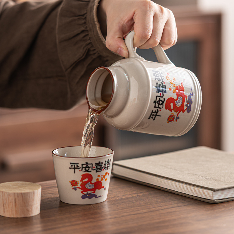 Small Teapot Mug with Lid for Home Use, Large Capacity Ceramic Tea Cup for Brewing, Business Gift