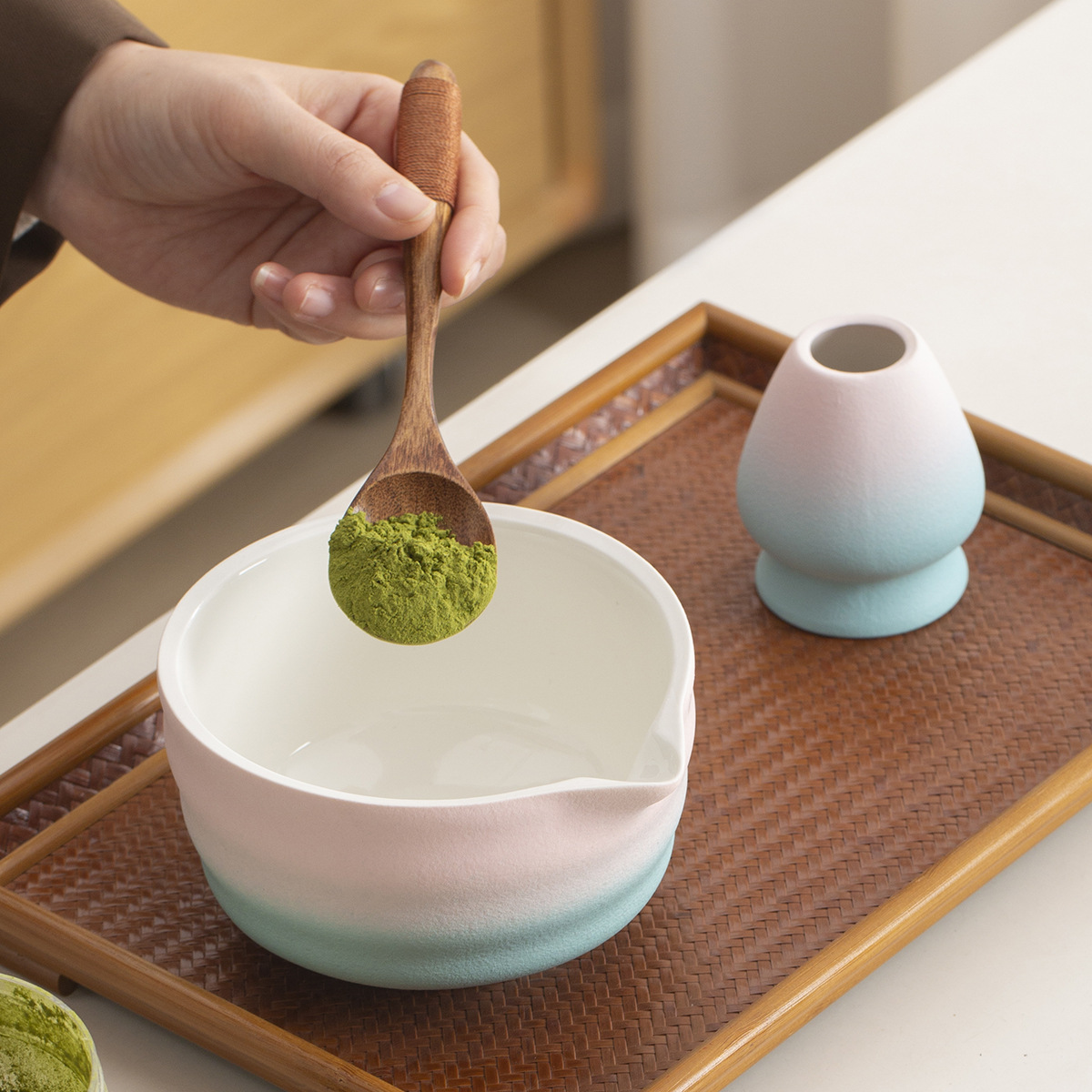 Cross-border Japanese-style Matcha Tea Set suit Matcha Bowl with Mouth Tea