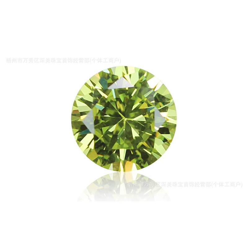Round Apple Green Nano Loose Stone Artificial Spinel Foreign Trade Jewelry Factory Accessories Material