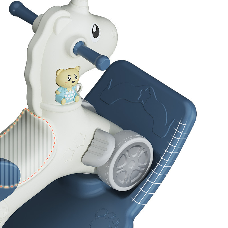 Wooden Rocking Horse for Children, Two-In-One Rocking Chair, Baby Sliding Mat, Small Wooden Horse Toy, Balance Training