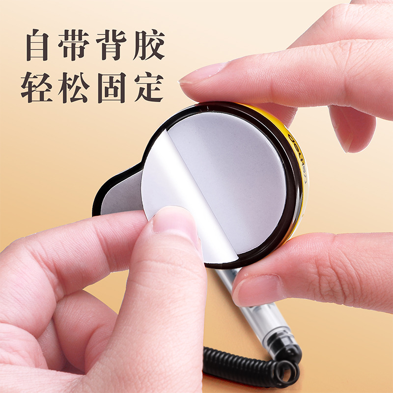 Deli Desk Pen Gel Pen Desktop Fixed Pen Seat with Line Sign Pen with Rope Sticky Table Pen Front Desk Counter Pen