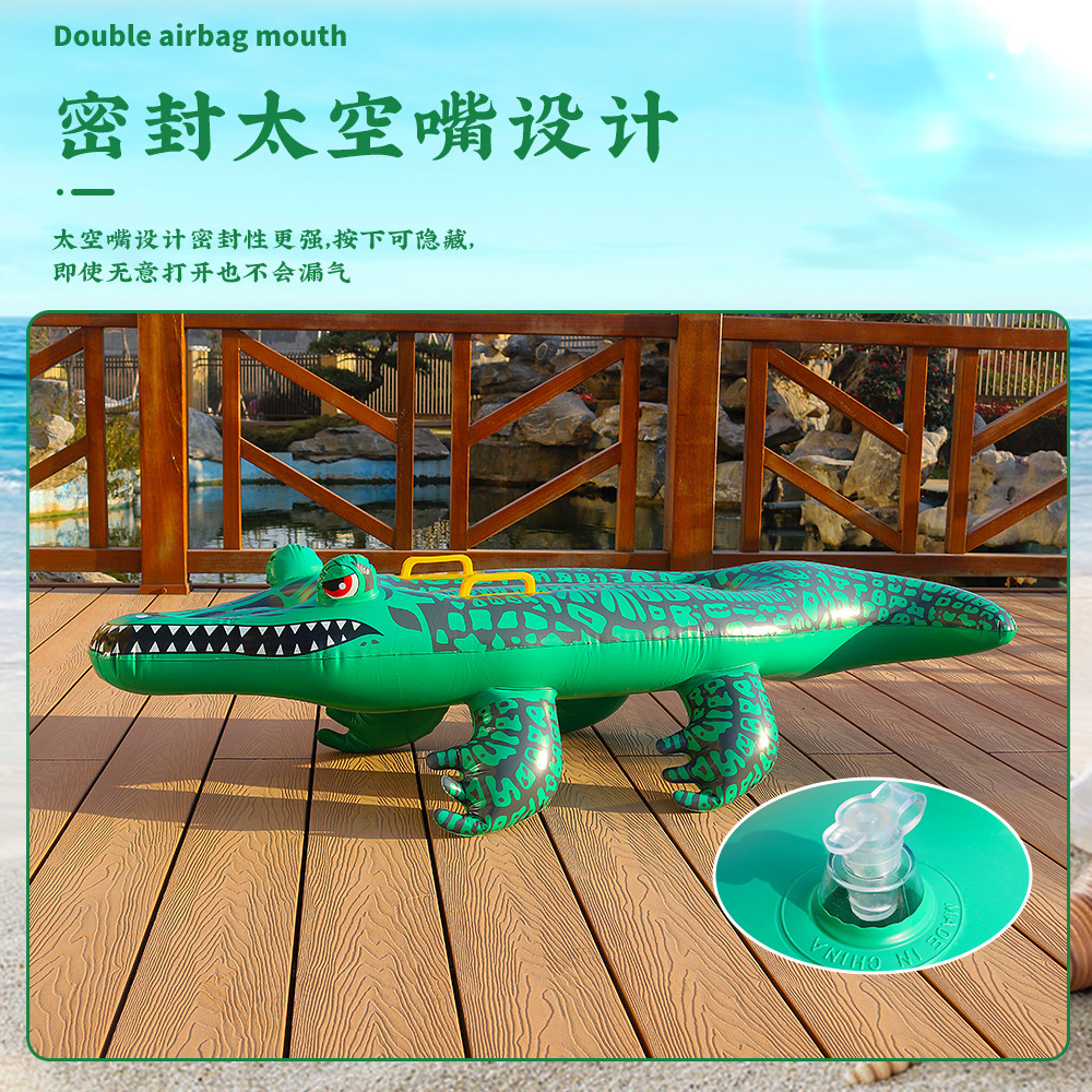 New in stock PVC inflatable crocodile surfboard water drifting floating row outdoor swimming equipment Mount water skiing board