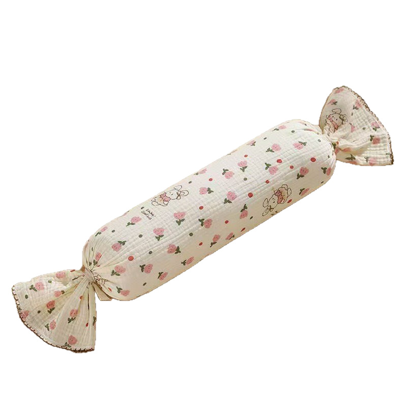 Four-Layer Gauze Class a Pillow Baby Buckwheat Shell Candy Cylindrical Pillow Removable and Washable Wrinkled Gauze