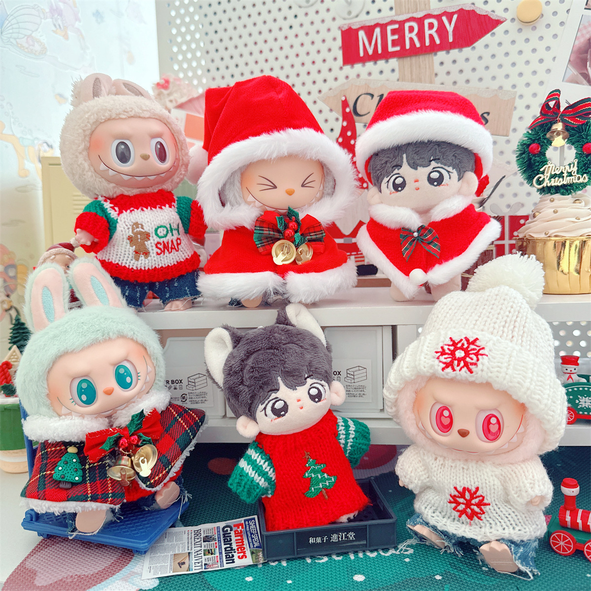 10cm doll coat 15cm cotton doll one or two generations of Rab Christmas tree shawl cape Christmas hat