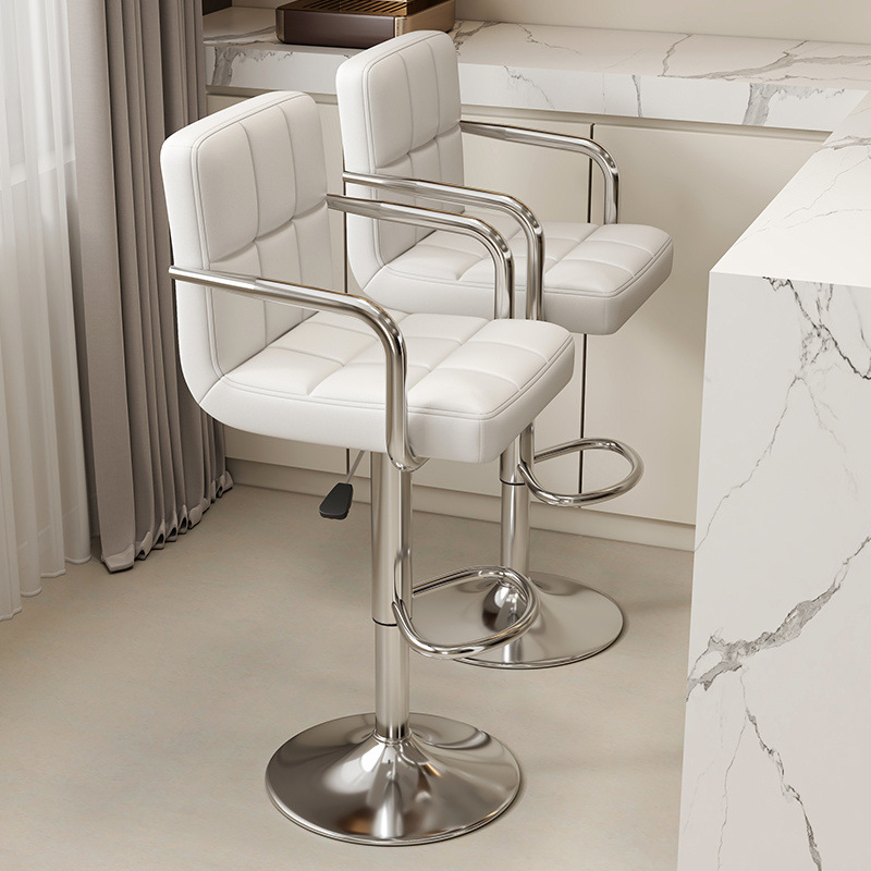 Bar Chair for Home Use, Simple and Comfortable Bar Chair, Swivel and Adjustable Height Chair, Modern High Stool with Backrest