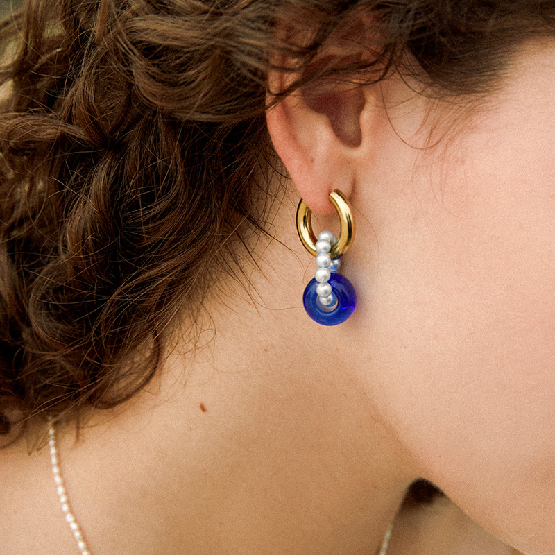 PN Glazed Beads Earrings Women's Summer 2022 New Entry Luxury Niche High-end French Style Earrings Small and Exquisite Jewelry