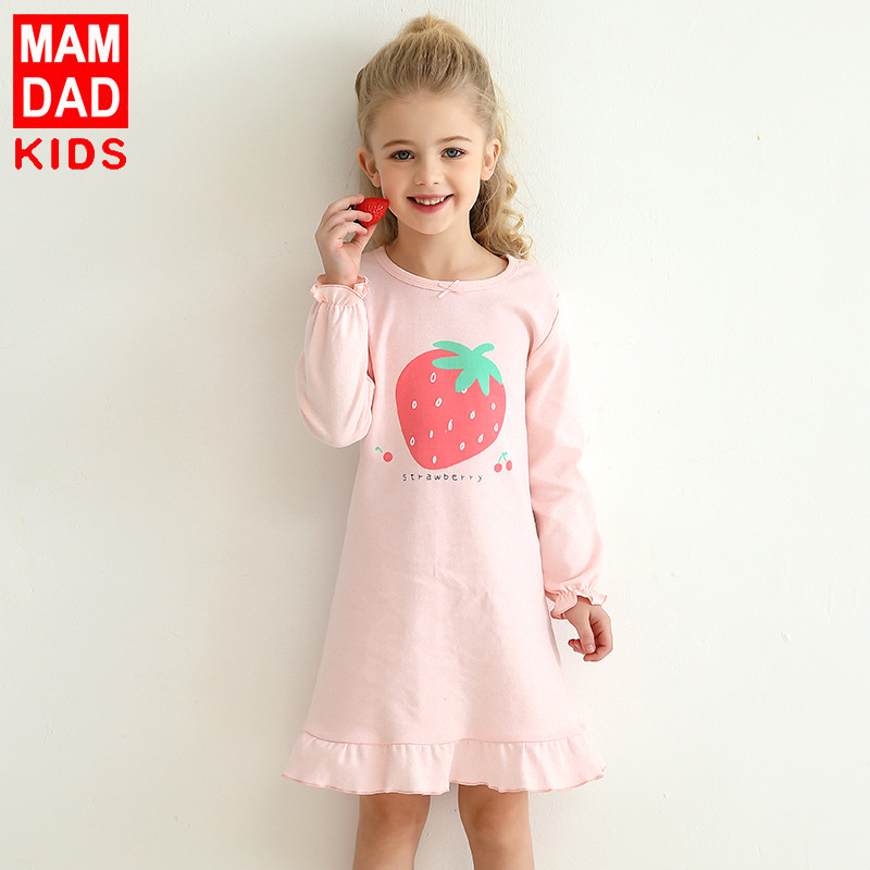 Girl's Pajamas Cotton Long Sleeve Nightgown Little Girl's Princess Children's dress Spring and Autumn Children's Home Clothes