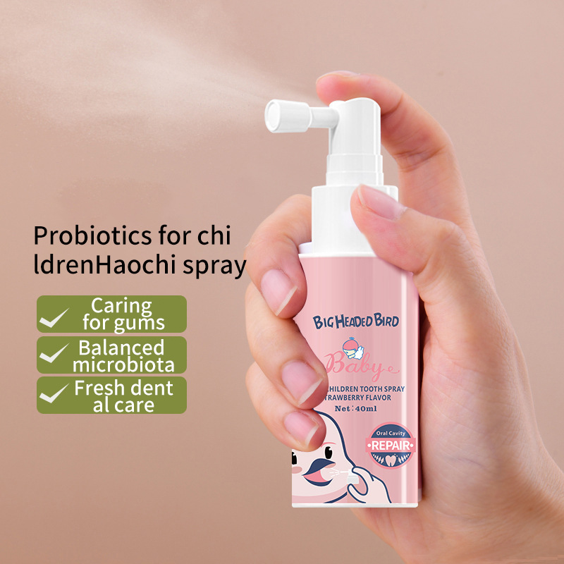 [Foreign Trade Cross-Border] Big-Headed Bird Infant Oral Cleaning Spray Children's Probiotic Teeth Strengthening Oral Spray Anti-Cavity