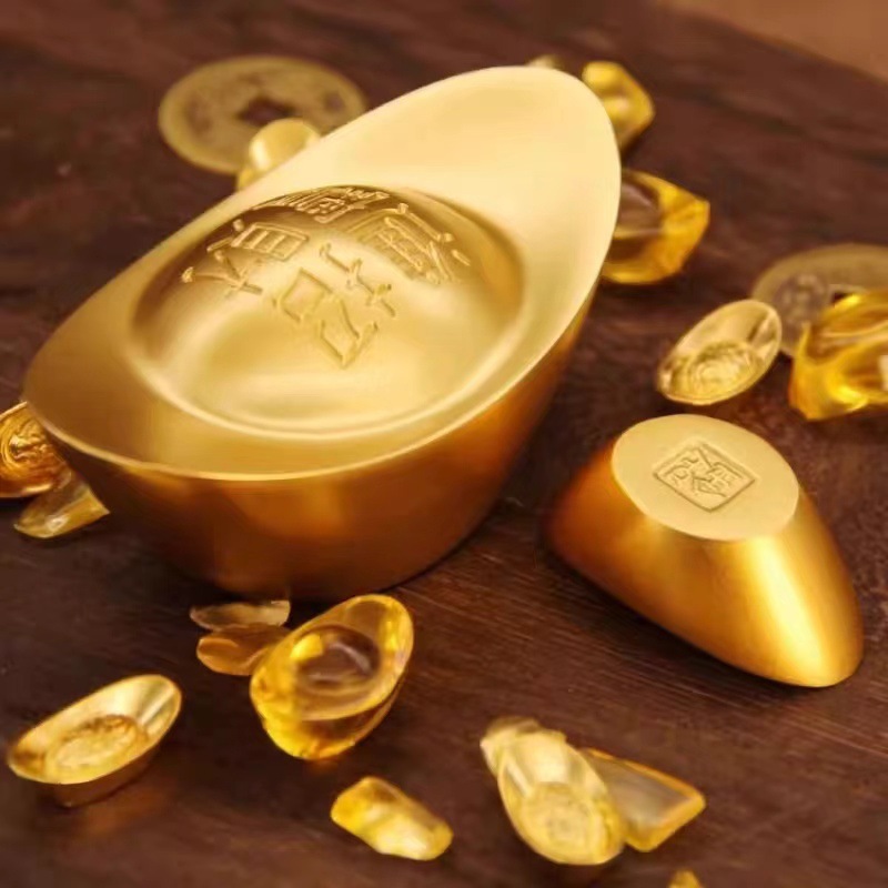 Copper Alloy Solid Ingot Copper Ornaments to Attract Wealth and Large Gold Ingot Prosperous Ornaments Home Decoration Crafts