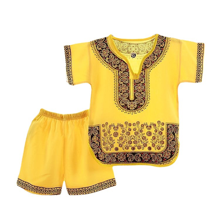 Cross-Border Clothing Baby Tang Suit Boy Hanfu Children's Summer Cotton Silk Short-Sleeved Suit Baby Hundred Days Ethnic Clothing