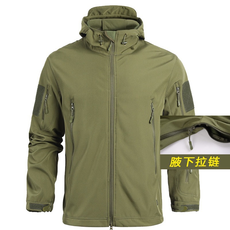 Sports Outdoor Waterproof Soft Shell Jacket Fleece Warm Camping Three-In-One Jacket Cycling Suit Military Training Men's Style