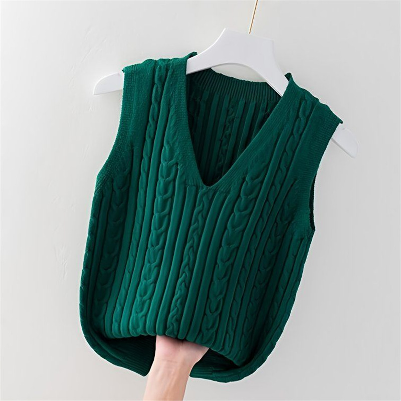 Trendy Fashion Spring Autumn Winter Loose Knit Vest Sweater Women's Inner Layer Sleeveless Vest Outerwear