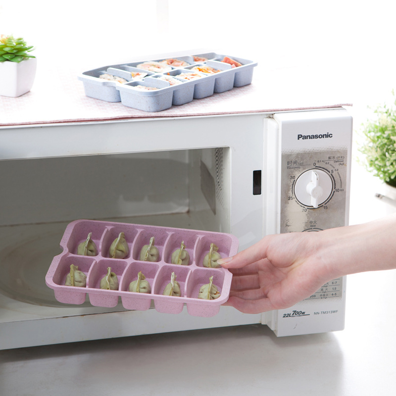 Wheat Straw Dumpling Storage Box for Refrigerator, Dumpling Preservation Quick-Freezing Compartment Box, Microwave Heating Food Box