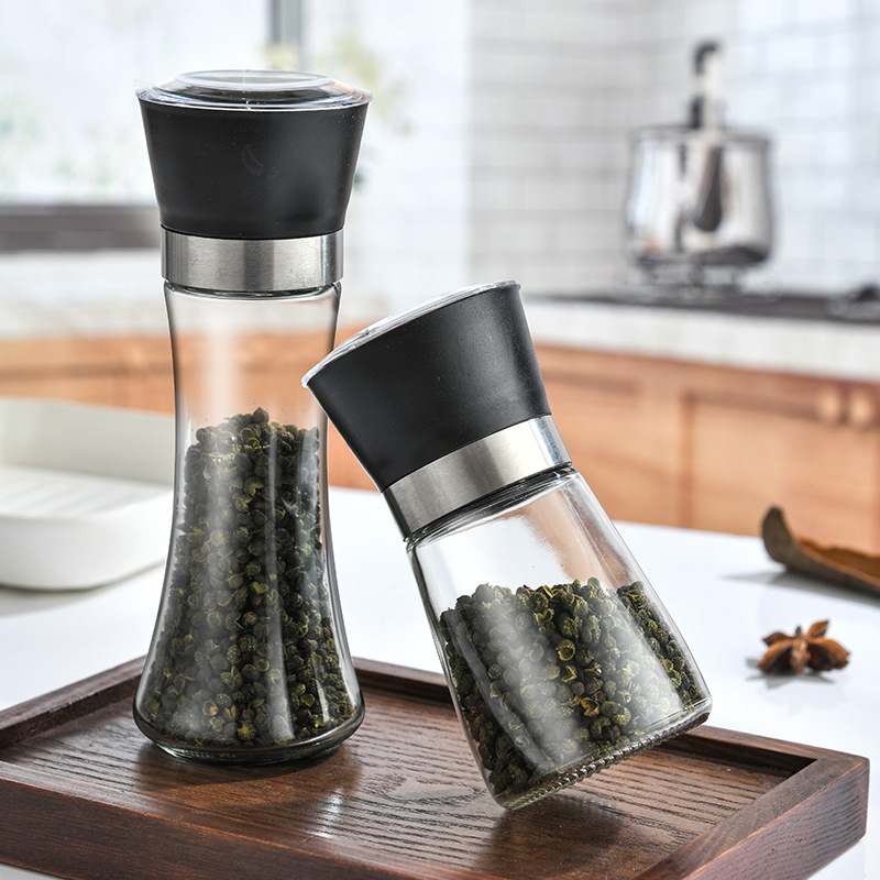 Cross-Border Manual Grinder Amazon 304 Stainless Steel Ceramic Core Black Pepper Pepper Sea Salt Seasoning Sprinkler Bottle