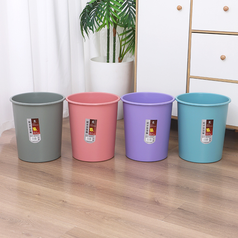 Household Plastic Trash Can, Can Be Printed with Logo, Kitchen and Living Room Waste Bin, Large Durable Bedroom Trash Can